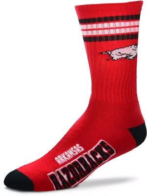 For Bare Feet Arkansas Razorbacks 4-Stripe Crew Socks