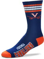 For Bare Feet Virginia Cavaliers 4-Stripe Deuce Crew Socks