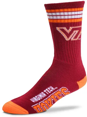 For Bare Feet Virginia Tech Hokies 4-Stripe Deuce Crew Socks
