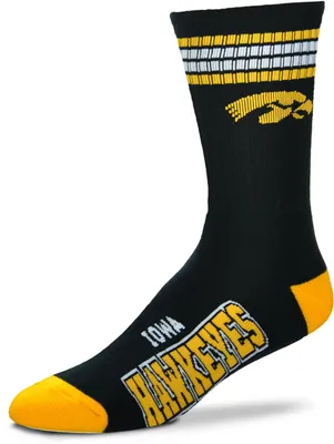 For Bare Feet Iowa Hawkeyes 4-Stripe Crew Socks