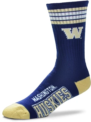 For Bare Feet Washington Huskies 4-Stripe Crew Socks