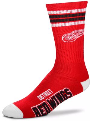 For Bare Feet Detroit Red Wings 4-Stripe Deuce Crew Socks