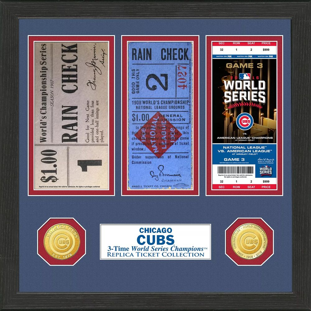 Chicago Cubs Highland Mint Three-Time World Series Champions 13 x 16  Stadium Bronze Coin Photo Mint