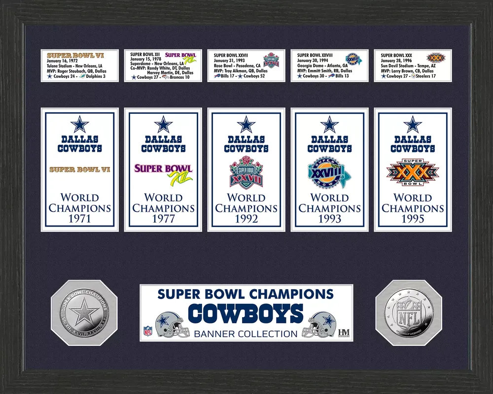 Highland Mint Dallas Cowboys Super Bowl Banner Collection Photo Mint