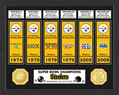 Highland Mint Pittsburgh Steelers Super Bowl® Banner Collection Photo Mint