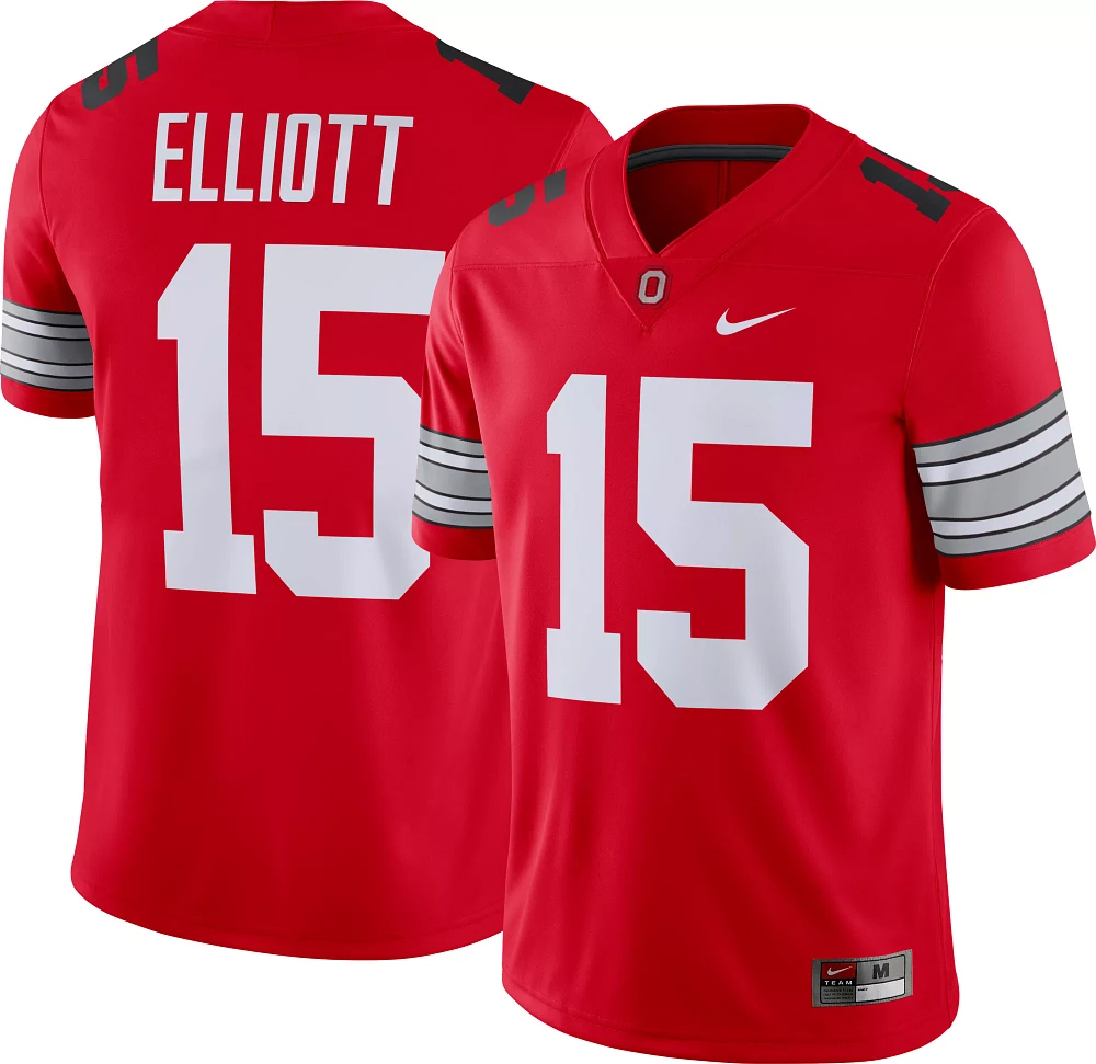 Nike Men's Ezekiel Elliott Ohio State Buckeyes #15 Scarlet Dri-FIT Game Football Jersey