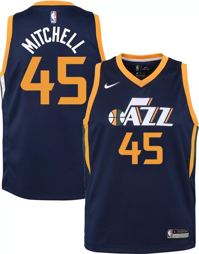 Nike Men's Utah Jazz Donovan Mitchell #45 White Dri-Fit Swingman Jersey, Medium