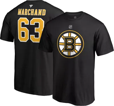 NHL Men's Boston Bruins Brad Marchand #63 Black Player T-Shirt