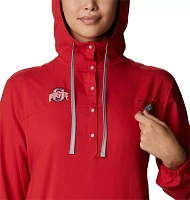 Columbia Women's Ohio State Buckeyes Red Tamiami Quarter-Snap Long Sleeve Hooded Shirt