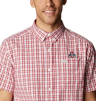 Columbia Men's Ohio State Buckeyes Scarlet Rapid Rivers Button Down Shirt