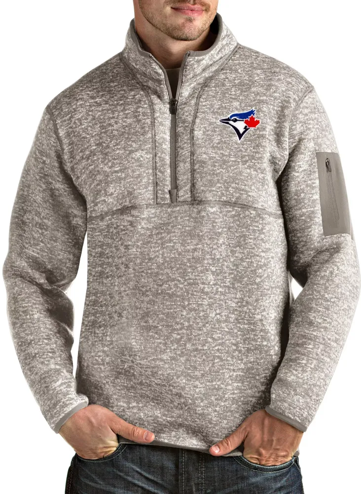 Antigua Men's Toronto Blue Jays Oatmeal Fortune Half-Zip Pullover