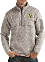 Antigua Men's Oakland Athletics Oatmeal Fortune Half-Zip Pullover