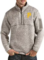 Antigua Men's Pittsburgh Pirates Oatmeal Fortune Half-Zip Pullover