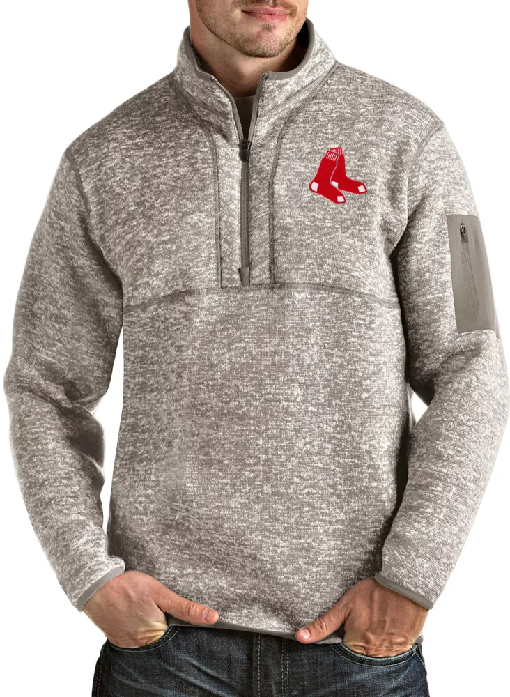 Antigua Men's Boston Red Sox Oatmeal Fortune Half-Zip Pullover