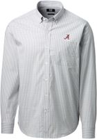 Cutter & Buck Men's Alabama Crimson Tide Grey Anchor Gingham Long Sleeve Button Down Shirt