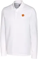 Cutter & Buck Men's Clemson Tigers Advantage Long Sleeve White Polo