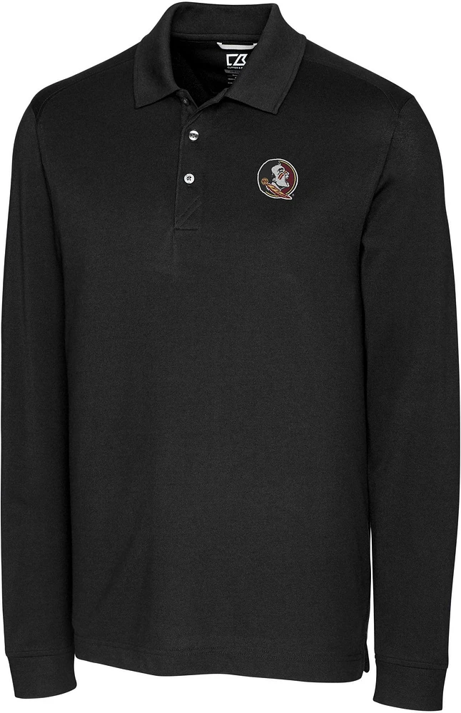 Cutter & Buck Men's Florida State Seminoles Advantage Long Sleeve Black Polo