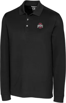 Cutter & Buck Men's Ohio State Buckeyes Advantage Long Sleeve Black Polo