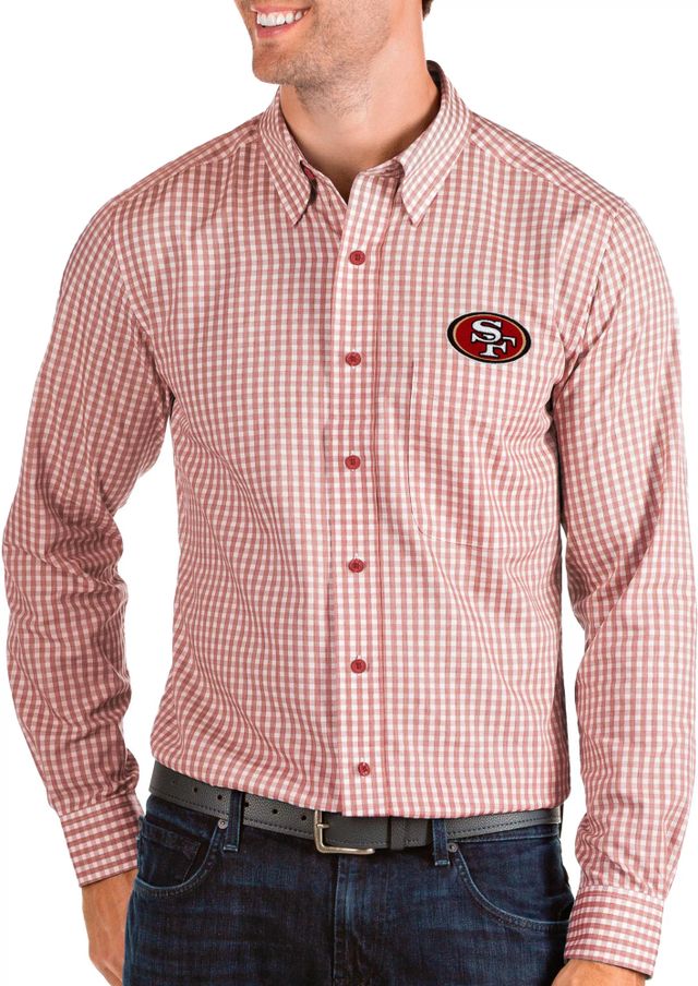 Dick's Sporting Goods Antigua Men's San Francisco 49ers Structure Button  Down Red Dress Shirt