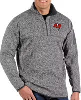 Antigua Men's Tampa Bay Buccaneers Fortune Grey Quarter-Zip Pullover