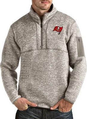 Antigua Men's Tampa Bay Buccaneers Fortune Quarter-Zip Oatmeal Pullover