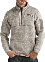 Antigua Men's Denver Broncos Fortune Quarter-Zip Oatmeal Pullover