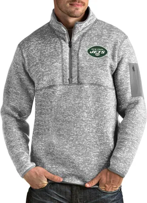 Antigua Men's New York Jets Fortune Heather Grey Pullover Jacket