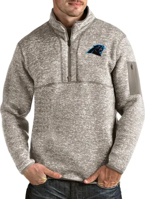 Antigua Men's Carolina Panthers Fortune Quarter-Zip Oatmeal Pullover