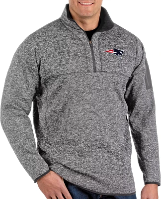 Antigua Men's New England Patriots Fortune Grey Quarter-Zip Pullover