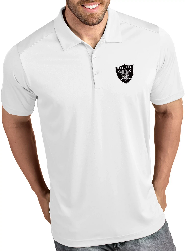 Antigua Men's Las Vegas Raiders Tribute White Polo