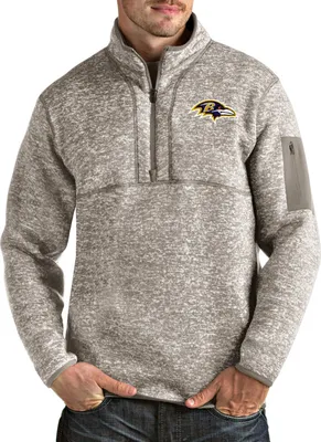 Antigua Men's Baltimore Ravens Fortune Quarter-Zip Oatmeal Pullover