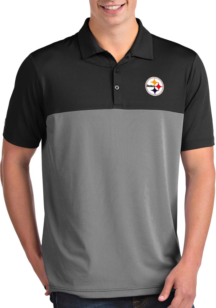 Antigua Men's Pittsburgh Steelers Quest Black Polo