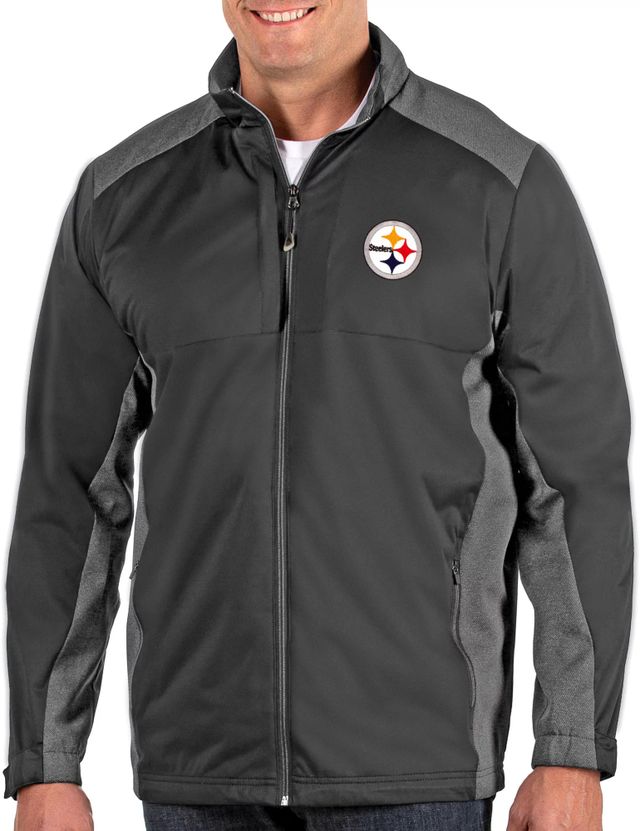 Men's Antigua Black Pittsburgh Steelers Victory Full-Zip Hoodie 