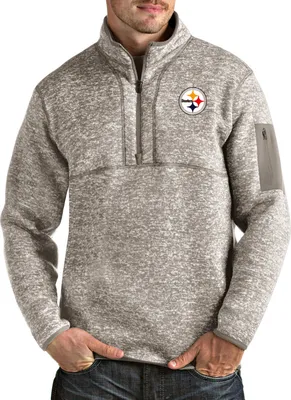 Antigua Men's Pittsburgh Steelers Fortune Quarter-Zip Oatmeal Pullover