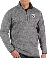 Antigua Men's Pittsburgh Steelers Fortune Grey Quarter-Zip Pullover