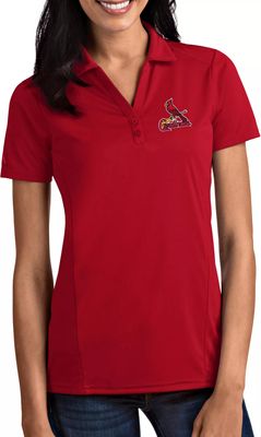 Women's Antigua Red Louisville Cardinals Tribute Sleeveless Polo 