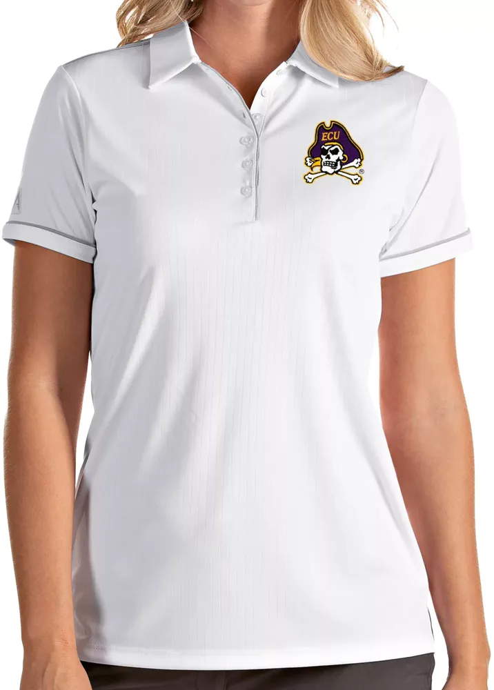 Antigua Women's East Carolina Pirates Salute Performance White Polo