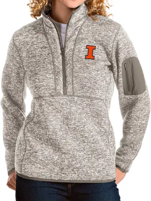 Antigua Women's Illinois Fighting Illini Oatmeal Fortune Pullover Jacket