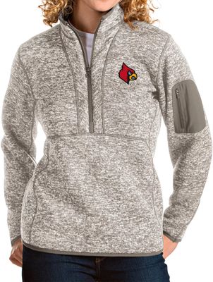 Antigua Women's Louisville Cardinals Oatmeal Fortune Pullover Jacket