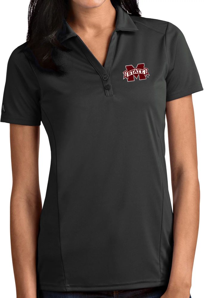 Antigua Women's Mississippi State Bulldogs Grey Tribute Performance Polo