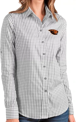 Antigua Women's Oregon State Beavers Grey Structure Button Down Long Sleeve Shirt