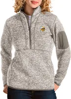 Antigua Women's Minnesota Vikings Fortune Quarter-Zip Oatmeal Pullover