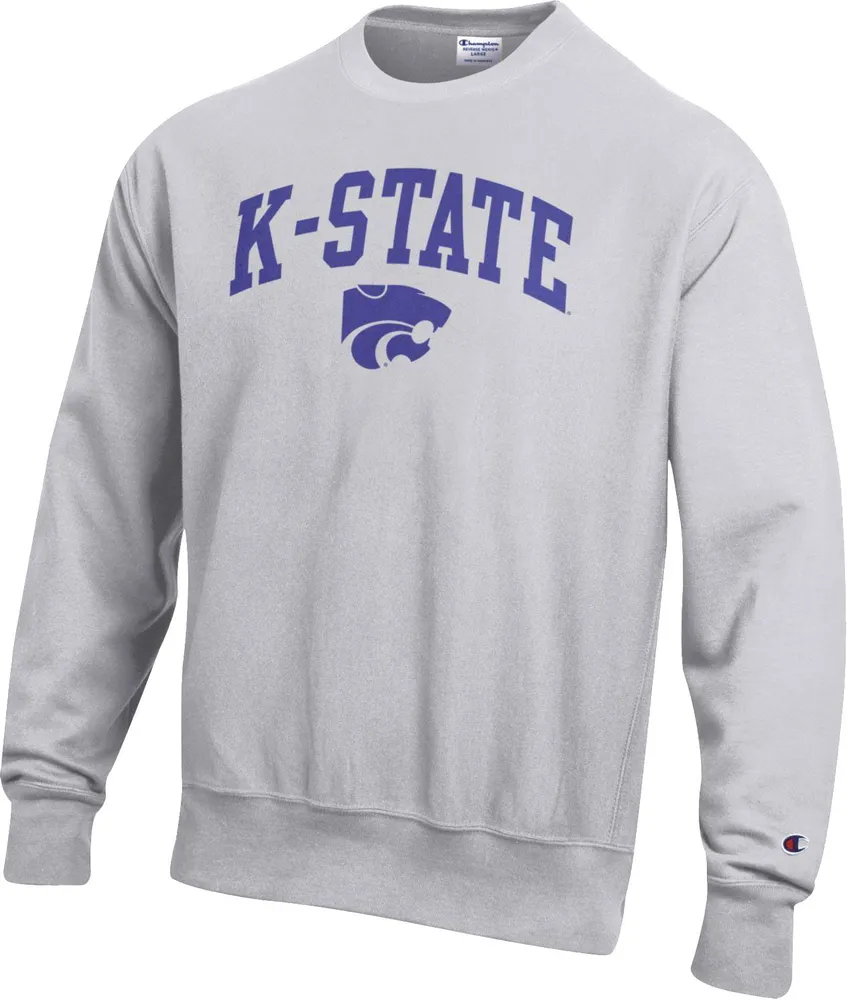 Champion Men's Kansas State Wildcats Grey Reverse Weave Crew Sweatshirt