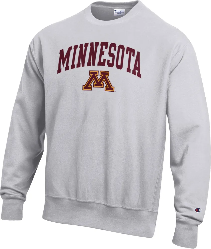 Champion Men's Minnesota Golden Gophers Grey Reverse Weave Crew Sweatshirt