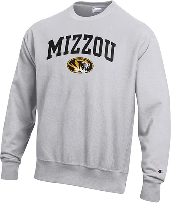 Champion Men's Missouri Tigers Grey Reverse Weave Crew Sweatshirt