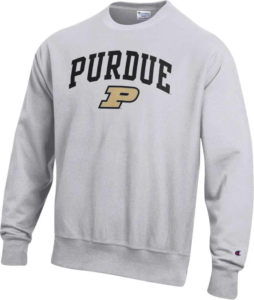 Champion Men's Purdue Boilermakers Grey Reverse Weave Crew Sweatshirt