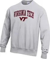 Champion Men's Virginia Tech Hokies Grey Reverse Weave Crew Sweatshirt