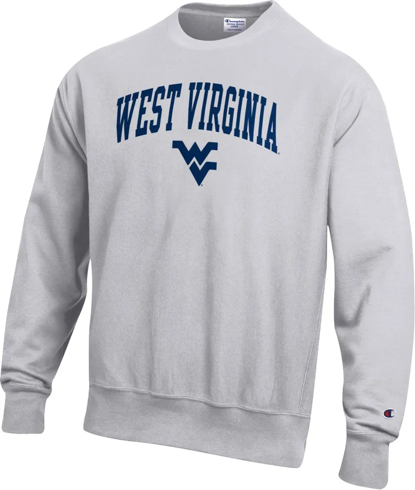 Champion Men's West Virginia Mountaineers Grey Reverse Weave Crew Sweatshirt