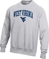 Champion Men's West Virginia Mountaineers Grey Reverse Weave Crew Sweatshirt