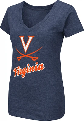 Colosseum Women's Virginia Cavaliers Blue Dual Blend V-Neck T-Shirt